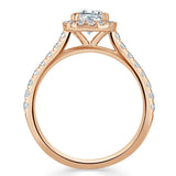 Lab-Diamond Cushion Cut Halo Engagement Ring, Tiffany Style, Choose Your Stone Size and Metal