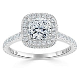 1.60ct Cushion Cut Moissanite Halo Engagement Ring, Tiffany Style, Available in White Gold, Platinum, Rose Gold or Yellow Gold