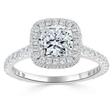 Lab-Diamond Cushion Cut Halo Engagement Ring, Tiffany Style, Choose Your Stone Size and Metal