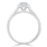 1.45ct Emerald Cut Moissanite Engagement Ring, Classic Halo, Available in White Gold, Platinum, Rose Gold or Yellow Gold