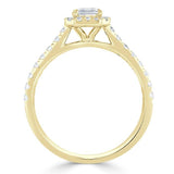 1.45ct Emerald Cut Moissanite Engagement Ring, Classic Halo, Available in White Gold, Platinum, Rose Gold or Yellow Gold