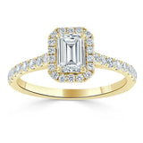 Lab-Diamond Emerald Cut Engagement Ring, Classic Halo, Choose Your Stone Size and Metal