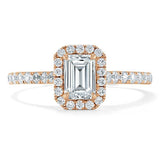 Lab-Diamond Emerald Cut Engagement Ring, Classic Halo, Choose Your Stone Size and Metal