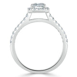 Lab Diamond Emerald Cut Engagement Ring, Classic Halo with Split Shank, Choose Your Stone Size and Metal