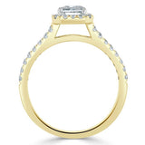 Lab Diamond Emerald Cut Engagement Ring, Classic Halo with Split Shank, Choose Your Stone Size and Metal