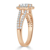 1.60ct Emerald Cut Moissanite Engagement Ring, Classic Halo with Split Shank, Available in White Gold, Platinum, Rose Gold or Yellow Gold