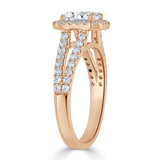 Lab Diamond Emerald Cut Engagement Ring, Classic Halo with Split Shank, Choose Your Stone Size and Metal