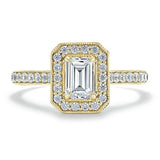 Lab-Diamond Emerald Cut Engagement Ring, Classic Halo, Choose Your Stone Size and Metal