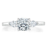 1.30ct Cushion Cut Moissanite 3 stone Engagement Ring, Available in White Gold, Platinum, Rose Gold or Yellow Gold