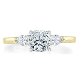 1.30ct Cushion Cut Moissanite 3 stone Engagement Ring, Available in White Gold, Platinum, Rose Gold or Yellow Gold