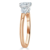 1.30ct Cushion Cut Moissanite 3 stone Engagement Ring, Available in White Gold, Platinum, Rose Gold or Yellow Gold