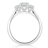 1.50ct Emerald Cut Moissanite Engagement Ring, Classic 3 Stone, Available in White Gold, Platinum, Rose Gold or Yellow Gold