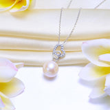 Pearl & Diamond Pendant, Simulated Diamond Heart Necklace, 925 Sterling Silver