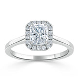 Lab-Diamond Radiant Cut Halo Engagement Ring, Choose Your Stone Size and Metal