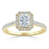 Lab-Diamond Radiant Cut Halo Engagement Ring, Classic Style, Choose Your Stone Size and Metal