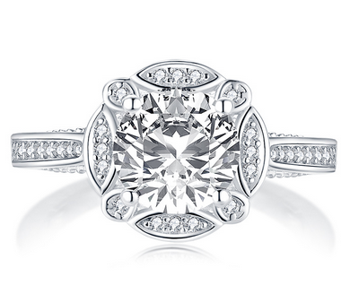 2.00ct Vintage Brilliant Cut, Diamond Engagement Ring, 925 Silver
