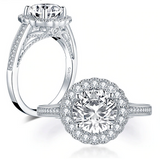2.00ct Vintage Brilliant Cut, Diamond Halo Engagement Ring, 925 Silver