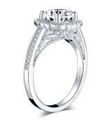 2.00ct Vintage Brilliant Cut, Diamond Halo Engagement Ring, 925 Silver
