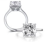 5.00ct Classic Cushion Cut Diamond Engagement Ring, 925 Silver