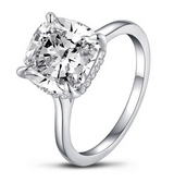 5.00ct Classic Cushion Cut Diamond Engagement Ring, 925 Silver