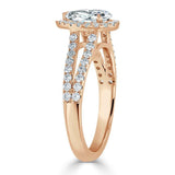 Lab-Diamond Pear Cut Engagement Ring, Classic Halo with Split Shank, Choose Your Stone Size and Metal