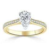 Lab-Diamond Pear Cut Engagement Ring, Classic Style, Choose Your Stone Size and Metal