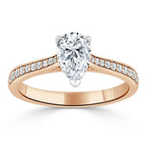 Lab-Diamond Pear Cut Engagement Ring, Classic Style, Choose Your Stone Size and Metal