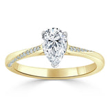 Lab-Diamond Pear Cut Engagement Ring, Classic Style, Choose Your Stone Size and Metal