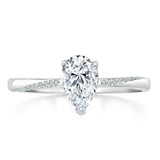Lab-Diamond Pear Cut Engagement Ring, Classic Style, Choose Your Stone Size and Metal