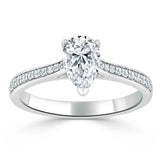 Lab-Diamond Pear Cut Engagement Ring, Classic Style, Choose Your Stone Size and Metal