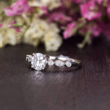 Round Cut Moissanite Engagement Ring, Vintage Design, Choose Your Stone Size & Metal