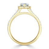 Lab-Diamond Pear Cut Engagement Ring, Classic Halo with Split Shank, Choose Your Stone Size and Metal