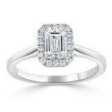 Lab-Diamond Emerald Cut Halo Engagement Ring, Choose Your Stone Size and Metal