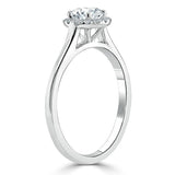 0.50ct Round Cut Moissanite Halo Engagement Ring, Available in White Gold or Platinum