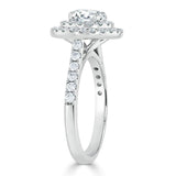 Lab-Diamond, Round Cut Double Halo Engagement Ring, Tiffany Style, Choose Your Stone Size and Metal