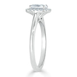 0.75ct Radiant Cut Moissanite Halo Engagement Ring, Available in White Gold or Platinum