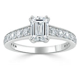 Lab-Diamond Emerald Cut Engagement Ring, Tiffany Style, Choose Your Stone Size and Metal