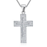 2.00ct Pavé Set Diamond Cross Pendant, 925 Silver