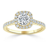 1.40ct Round Cut Moissanite Halo Engagement Ring, Tiffany Style, Available in White Gold, Platinum, Rose Gold or Yellow Gold
