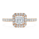 Lab-Diamond Asscher Cut Engagement Ring, Classic Halo, Choose Your Stone Size and Metal