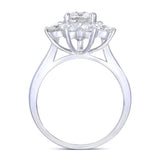 2.60ct Daisy Cluster, Round Cut Moissanites, 1.00ct Centre Stone, 14Kt 585 White Gold