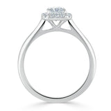 0.75ct Radiant Cut Moissanite Halo Engagement Ring, Available in White Gold or Platinum