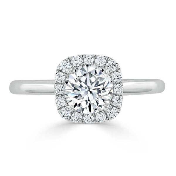 Lab-Diamond, Round Cut Halo Engagement Ring, Choose Your Stone Size and Metal