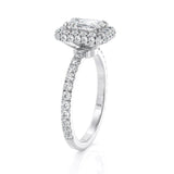 Emerald Cut Moissanite Halo Engagement Ring, Choose Your Stone Size and Metal