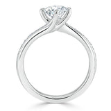1.00ct Round Cut Moissanite Twist Engagement Ring, Classic Style, Available in White Gold, Platinum, Rose Gold or Yellow Gold