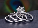 2.00ct Moissanite Ring Set, 3 Rings Total carat weight 2.00ct,Round Cut Colour F, Clarity VVS, Centre Stone 1.25ct
