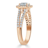Lab-Diamond Asscher Cut Engagement Ring, Classic Halo with Split Shank, Choose Your Stone Size and Metal