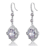 5.00ct ech, Art Deco Vintage, Oval Cut Diamond Halo Drop Earrings, 925 Silver