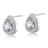 1.00ct each, Pear Cut Diamond Halo Stud Earrings, 925 Sterling Silver