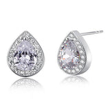 1.00ct each, Pear Cut Diamond Halo Stud Earrings, 925 Sterling Silver